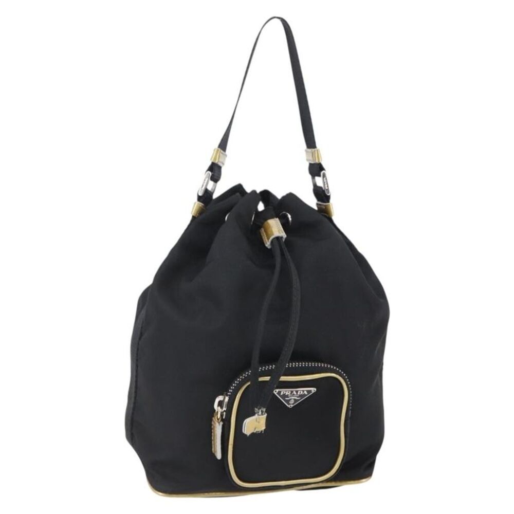Prada Duet Drawstring Bucket Tessuto Black Nylon Bag